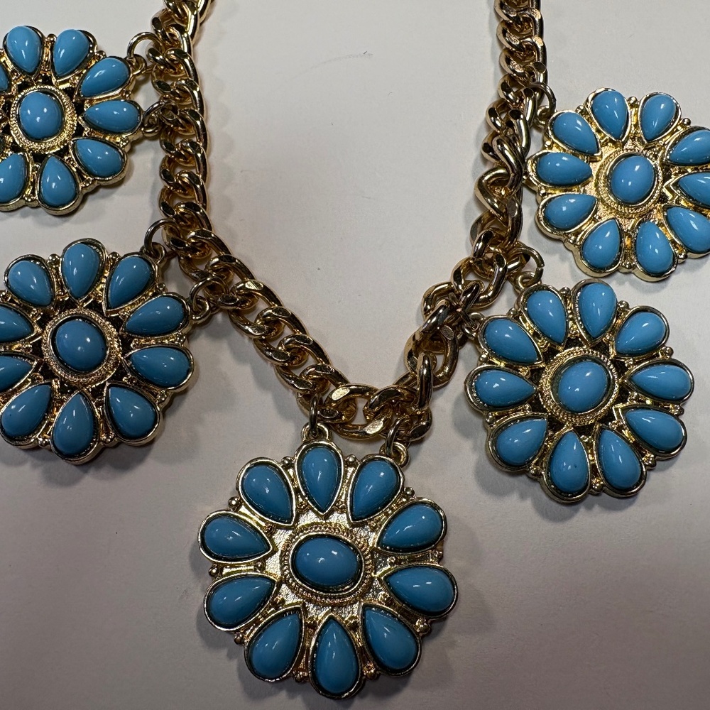J Crew jewelry- Turquoise stones with gold chain, vintage